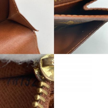  LOUIS VUITTON ルイヴィトン モノグラム ポシェットポルトモネクレディ 旧型 長財布 M61725 ブラウン ホツレ有 ボタン緩い