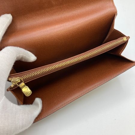  LOUIS VUITTON ルイヴィトン モノグラム ポシェットポルトモネクレディ 旧型 長財布 M61725 ブラウン ホツレ有 ボタン緩い