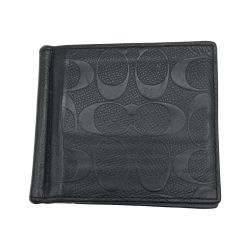 ◎◎ COACH コーチ シグネチャー レザー ビルフォールド マネークリップ  F26107 ブラック Cランク