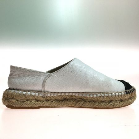  CHANEL シャネル エスパドリーユ サンダル スリッポン ココマーク レザー  size35  ホワイト×ブラック