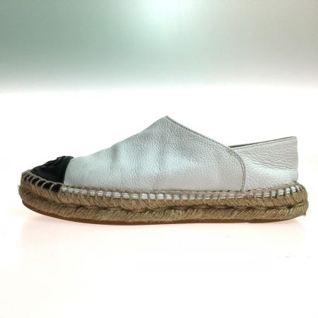  CHANEL シャネル エスパドリーユ サンダル スリッポン ココマーク レザー  size35  ホワイト×ブラック