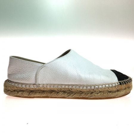  CHANEL シャネル エスパドリーユ サンダル スリッポン ココマーク レザー  size35  ホワイト×ブラック