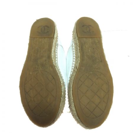  CHANEL シャネル エスパドリーユ サンダル スリッポン ココマーク レザー  size35  ホワイト×ブラック