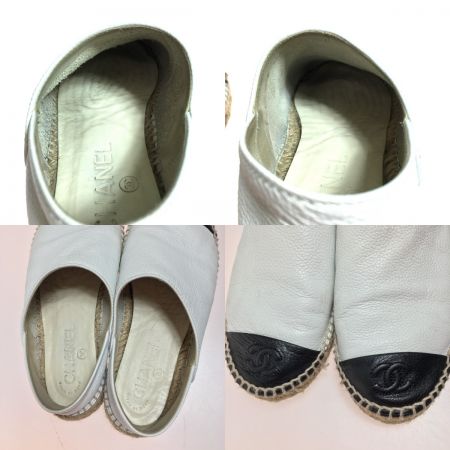  CHANEL シャネル エスパドリーユ サンダル スリッポン ココマーク レザー  size35  ホワイト×ブラック