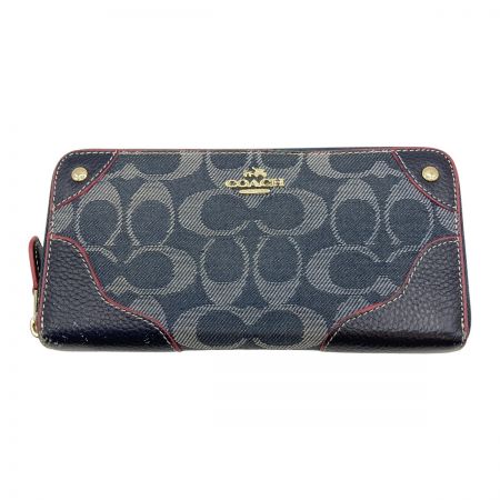  COACH コーチ シグネチャー デニム ラウンドファスナー財布 長財布 F53769 ネイビー