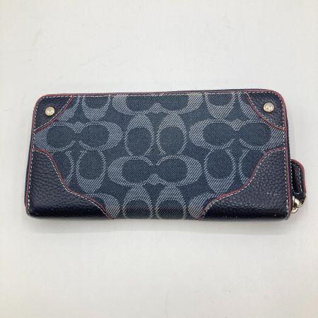  COACH コーチ シグネチャー デニム ラウンドファスナー財布 長財布 F53769 ネイビー