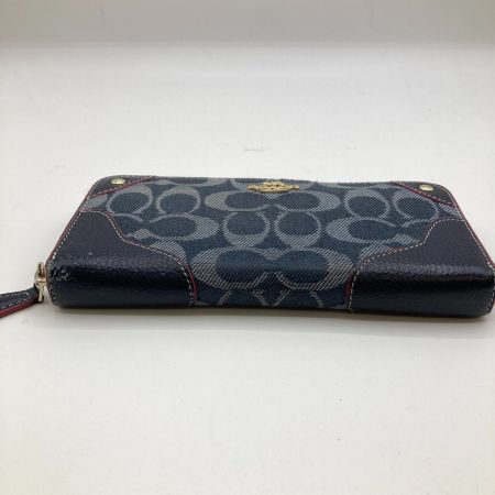  COACH コーチ シグネチャー デニム ラウンドファスナー財布 長財布 F53769 ネイビー