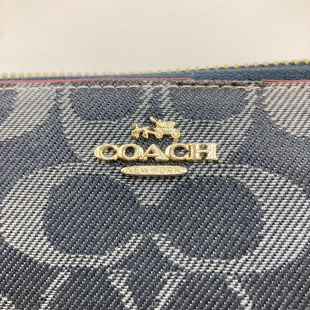  COACH コーチ シグネチャー デニム ラウンドファスナー財布 長財布 F53769 ネイビー