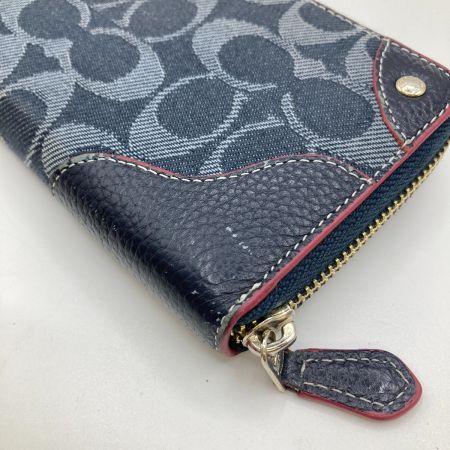  COACH コーチ シグネチャー デニム ラウンドファスナー財布 長財布 F53769 ネイビー