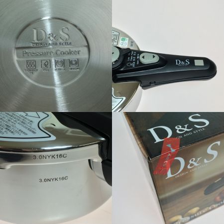   D&S プレッシャークッカー 圧力鍋 3.0L DSPC6010 IH　ガス　ラジエントヒーター　ELECTRIC　対応
