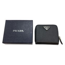 ◎◎ PRADA プラダ 二つ折り 財布 トライアングルロゴ コンパクト 1ML522 ブラック Bランク