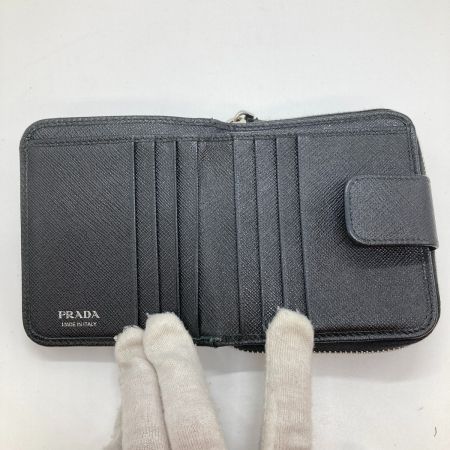  PRADA プラダ 二つ折り 財布 トライアングルロゴ コンパクト 1ML522 ブラック