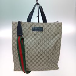 ◎◎ GUCCI グッチ GGスプリーム トートバッグ 2WAY ショルダーバッグ 446217 ベージュ ハンドル部分破れ有 Dランク