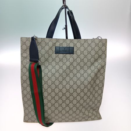  GUCCI グッチ GGスプリーム トートバッグ 2WAY ショルダーバッグ 446217 ベージュ ハンドル部分破れ有