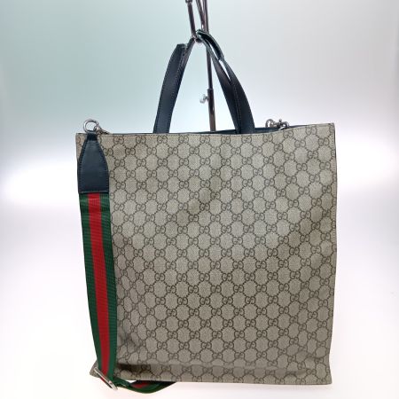  GUCCI グッチ GGスプリーム トートバッグ 2WAY ショルダーバッグ 446217 ベージュ ハンドル部分破れ有