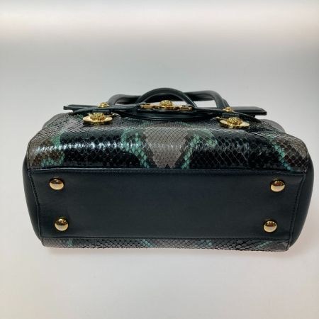  VERSACE ベルサーチ ハンドバッグ パイソン柄 メデューサ ブラック