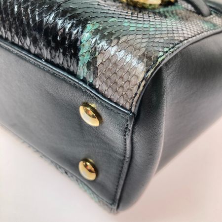  VERSACE ベルサーチ ハンドバッグ パイソン柄 メデューサ ブラック