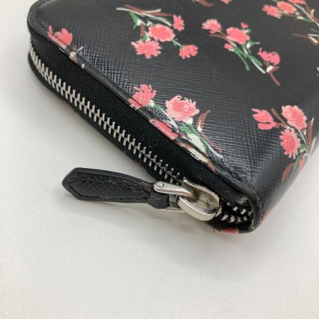  PRADA プラダ 長財布 ウンドファスナー 花柄 1ML506 ブラック