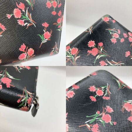  PRADA プラダ 長財布 ウンドファスナー 花柄 1ML506 ブラック