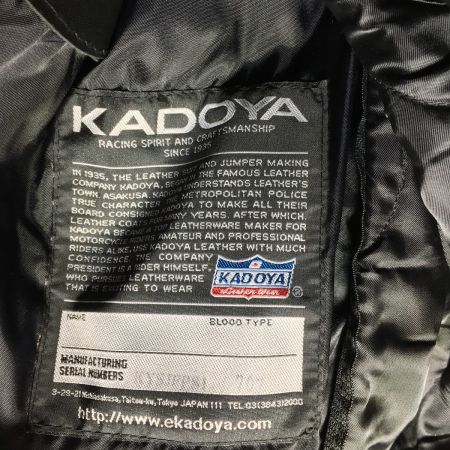  KADOYA カドヤ  ライダースジャケット K's LEATHER 牛革  サイズM