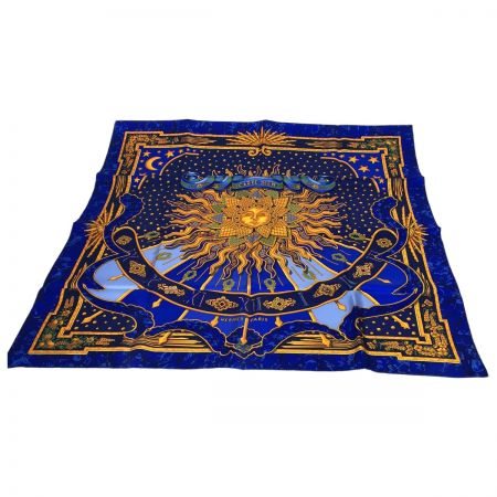  HERMES エルメス カレ90 CARPE DIEM 今日一日を楽しむ スカーフ カレ シルク  ブルー