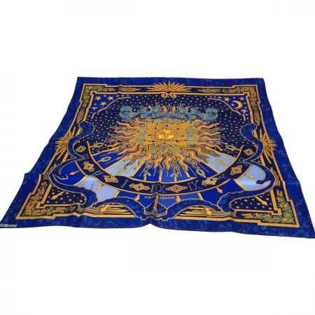  HERMES エルメス カレ90 CARPE DIEM 今日一日を楽しむ スカーフ カレ シルク  ブルー