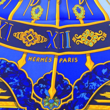  HERMES エルメス カレ90 CARPE DIEM 今日一日を楽しむ スカーフ カレ シルク  ブルー