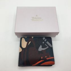 ◎◎ Vivienne Westwood ヴィヴィアン・ウエストウッド 2つ折り財布 ネイビーカモフラージュ  マルチカラー Bランク