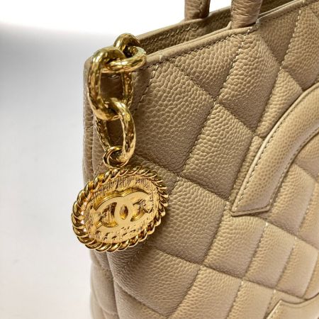  CHANEL シャネル 復刻トート キャビアスキン トートバッグ ココマーク ゴールド金具 ベージュ ギャランティーカード付