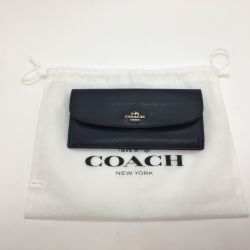 ◎◎ COACH コーチ  クロスグレイン レザー ソフト ウォレット　ネイビー F54008 Bランク