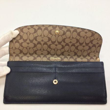  COACH コーチ  クロスグレイン レザー ソフト ウォレット　ネイビー F54008