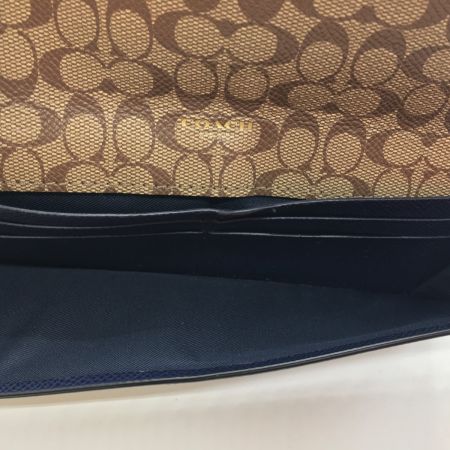  COACH コーチ  クロスグレイン レザー ソフト ウォレット　ネイビー F54008