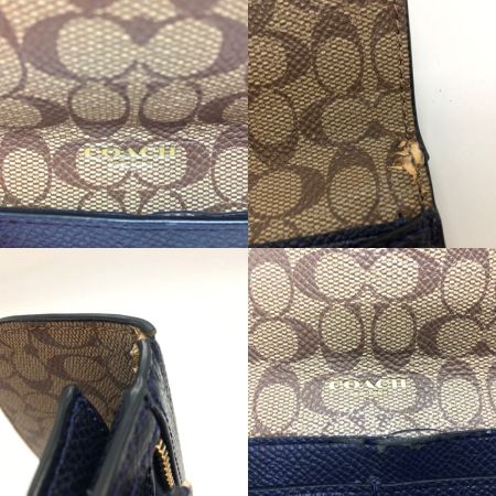  COACH コーチ  クロスグレイン レザー ソフト ウォレット　ネイビー F54008