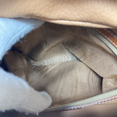  CELINE セリーヌ マカダム柄 ハーフムーン ハンドバッグ MC98/1 ブラウン 名前も消し跡有