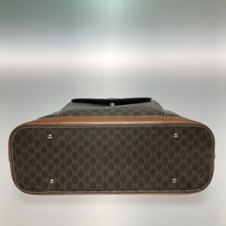  CELINE セリーヌ マカダム柄 ハーフムーン ハンドバッグ MC98/1 ブラウン 名前も消し跡有