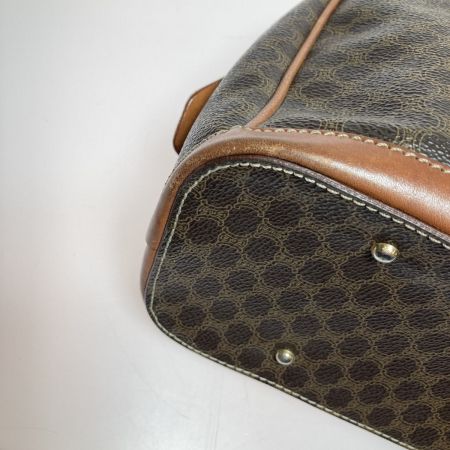  CELINE セリーヌ マカダム柄 ハーフムーン ハンドバッグ MC98/1 ブラウン 名前も消し跡有