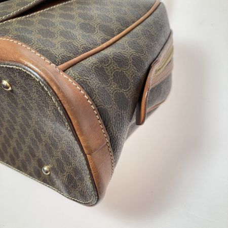  CELINE セリーヌ マカダム柄 ハーフムーン ハンドバッグ MC98/1 ブラウン 名前も消し跡有