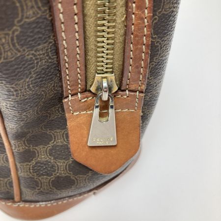  CELINE セリーヌ マカダム柄 ハーフムーン ハンドバッグ MC98/1 ブラウン 名前も消し跡有