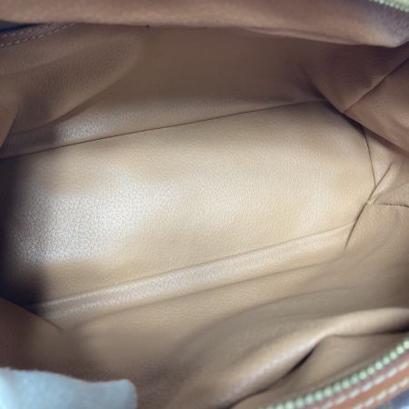  CELINE セリーヌ マカダム柄 ハーフムーン ハンドバッグ MC98/1 ブラウン 名前も消し跡有