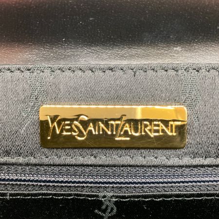  Yves Saint Laurent イブサンローラン YSLロゴ ハンドバッグ 2WAYショルダーバッグ ゴールド金具 ブラック ショルダーストラップ付