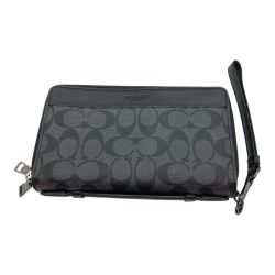 ◎◎ COACH コーチ ダブル ジップ トラベル オーガナイザー シグネチャー セカンドバッグ F66562 ブラック Bランク