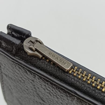  COACH コーチ ジップ カードケース シグネチャー レザー CH744 ブラック