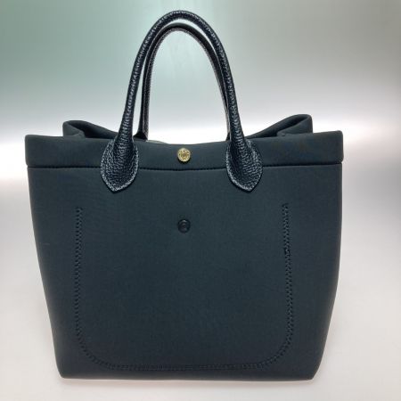  ADMJ トートバッグ マジックライト トリコット ダブル レザーハンドル ブラック