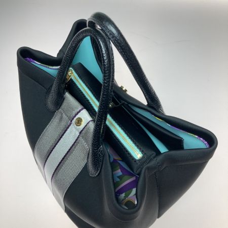  ADMJ トートバッグ マジックライト トリコット ダブル レザーハンドル ブラック