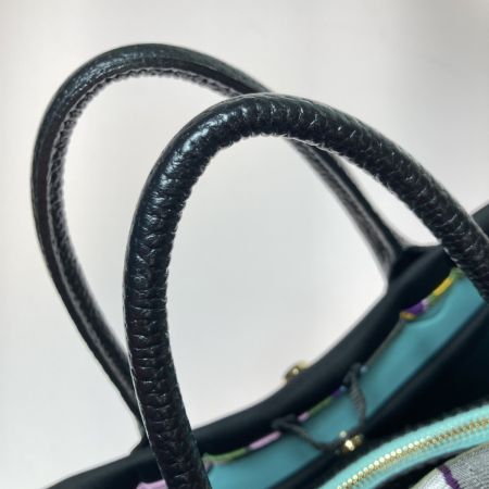  ADMJ トートバッグ マジックライト トリコット ダブル レザーハンドル ブラック