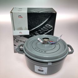 ◎◎ STAUB ストウブ ピコ・ココット ラウンド グレー 24cm 鋳物ホーロー鍋 40500-246 Aランク