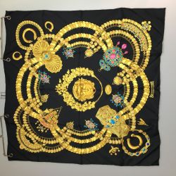 ◎◎ HERMES エルメス カレ 90 KOSMIMA 宇宙 シルク ブラック スカーフ  Bランク