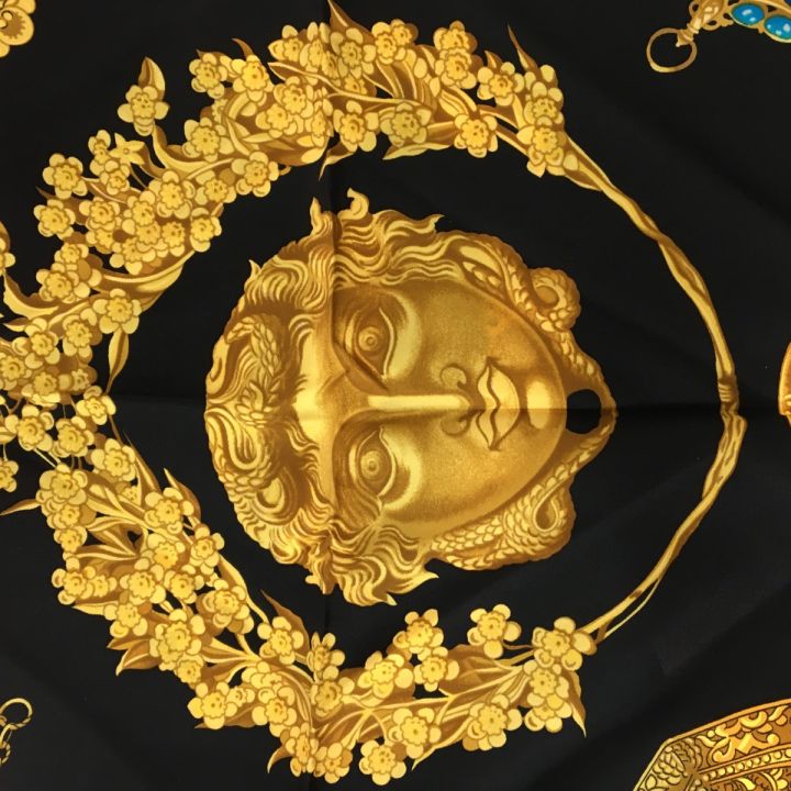 HERMES エルメス カレ 90 KOSMIMA 宇宙 シルク ブラック