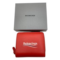 ◎◎ BALENCIAGA バレンシアガ バレンシアガ エブリデイ 二つ折り財布 箱付 516366・6501 レッド Bランク