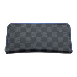 ◎◎ LOUIS VUITTON ルイヴィトン ダミエ・グラフィット ジッピー・ウォレット ヴェルティカル 長財布 N63305 ブルー Cランク